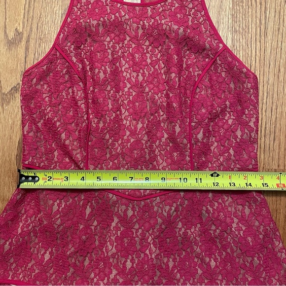 NWT BCBGMaxAzria Larke Turkish Rose Lace Halter Peplum Top size 10 - Picture 15 of 16